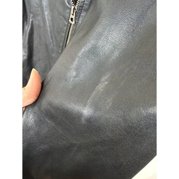 Lucky Brand Womens Black Genuine Leather Moto Jacket Size L - Picture 6 of 16